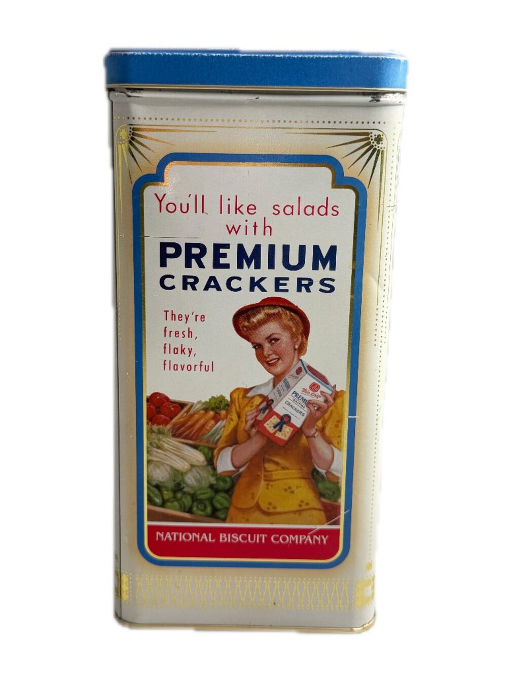 Nabisco Collector's Choice Vintage Premium Crackers Tin Canister Storage Box Lid